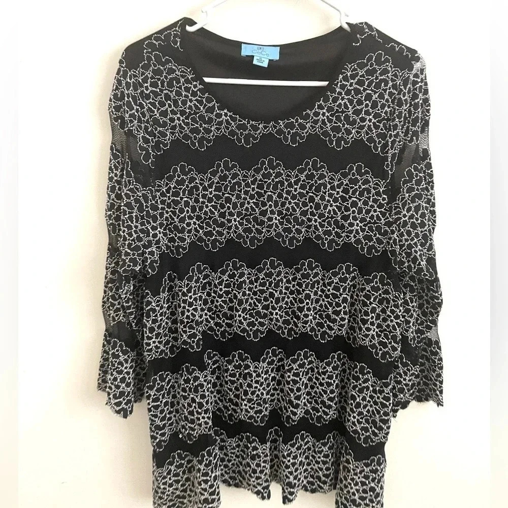 Y2k Whimsigoth CeCe blouse black and white grunge Boho chic Fairy Grunge XL